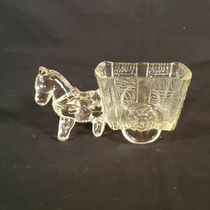 Vintage Glass Donkey with Cart